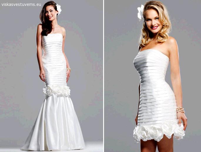 Dviejų dalių vestuvinė suknelė (trumpa/ilga), XS-S dydis