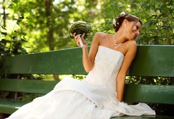 Beautiful Elegant Bride with Bouquet